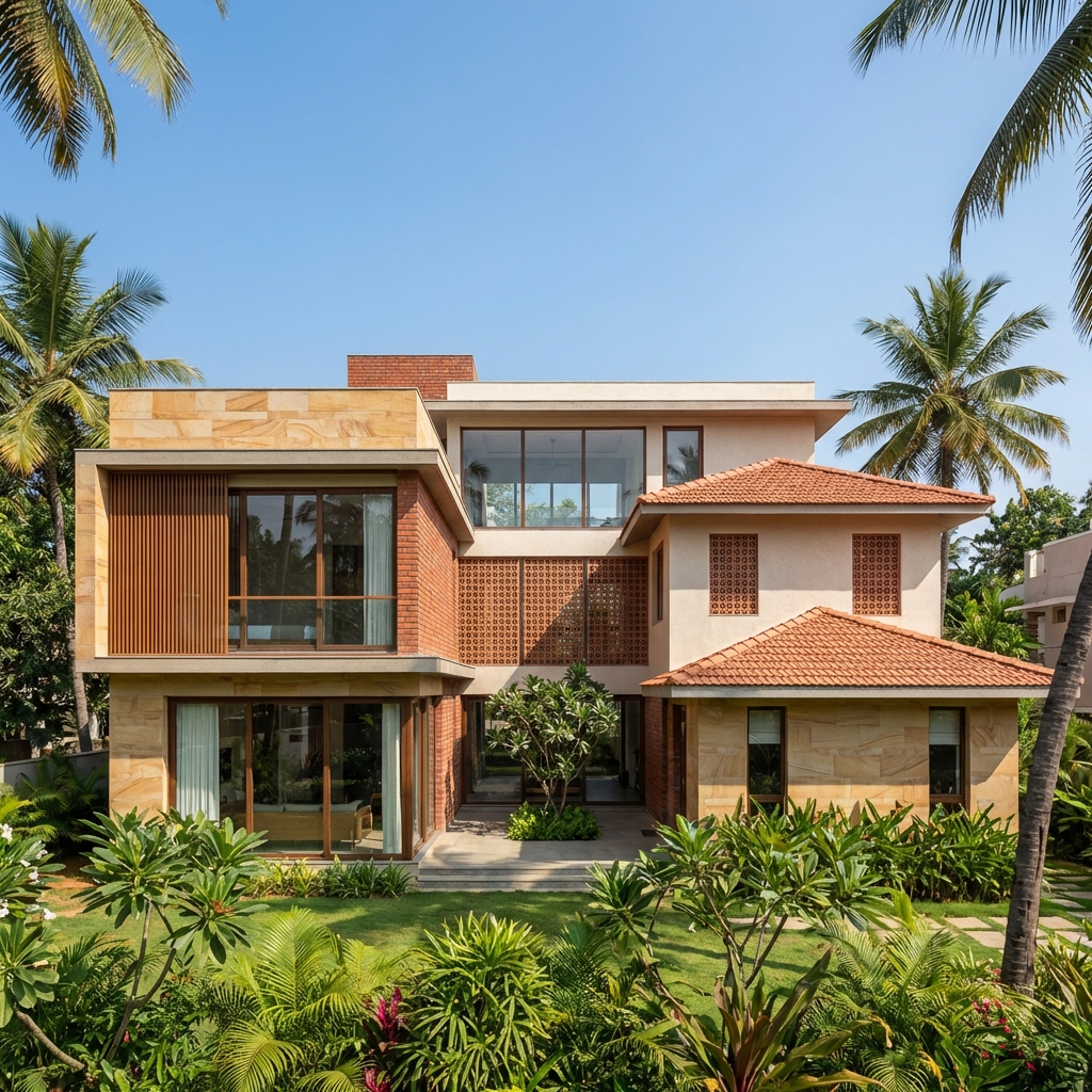 Modern residential home in Bengaluru built by Roshan Constructions